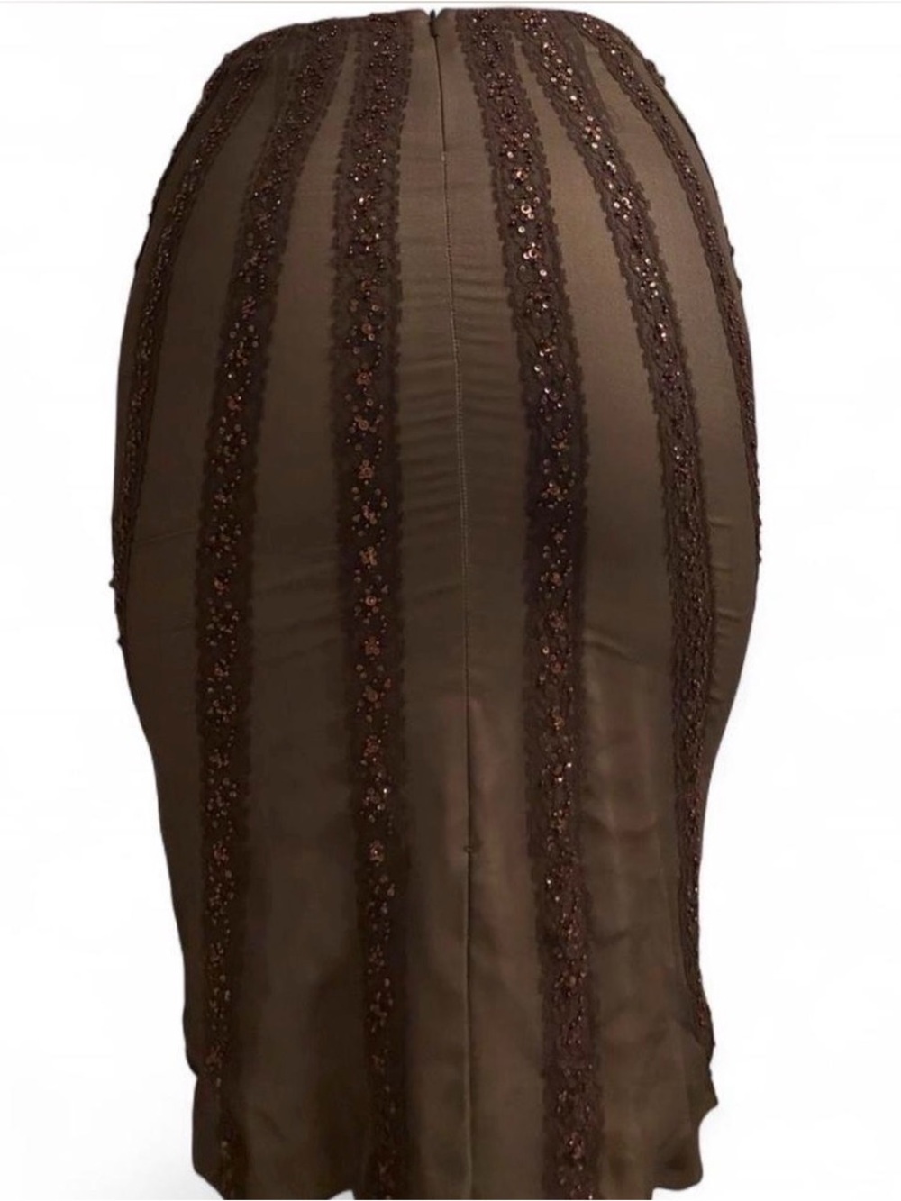 Rare Mandalay 100% Silk Beaded Sequin Midi Skirt 1 of 1 Y2K - Picture 4 of 7